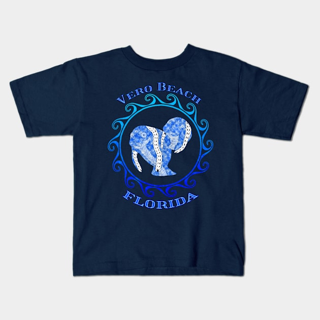 Vero Beach Florida Vacation Tribal Manatees Kids T-Shirt by macdonaldcreativestudios